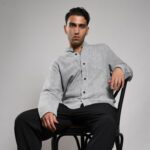 پیراهن لینن اسلپ یقه دیپلمات