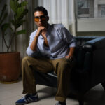 پیراهن لینن راه راه یقه دیپلمات